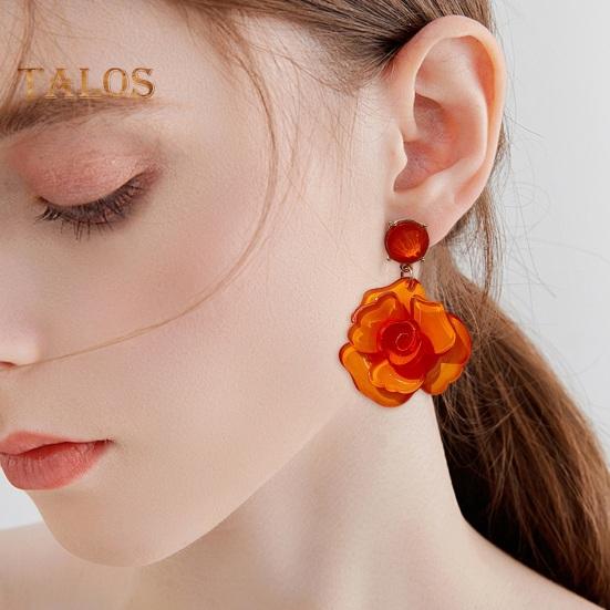 

1 пара женских серег в форме розы, кулон, акриловые серьги, блестящие стразы, очаровательные серьги, ювелирные аксессуары