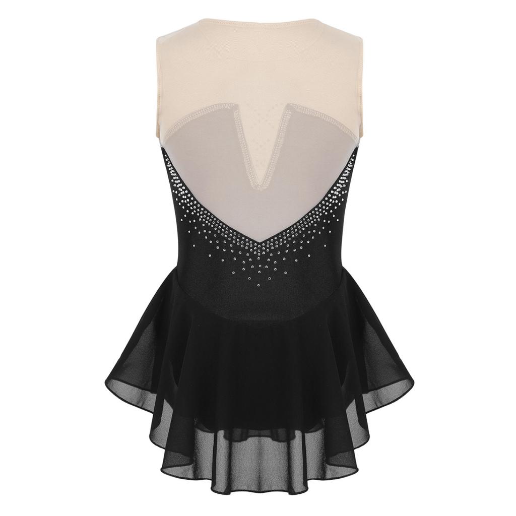 Girls Sleeveless Gymnastics Leotard Skirted Figure Ice Skating Dress Roller Skating Competition Performance Costume