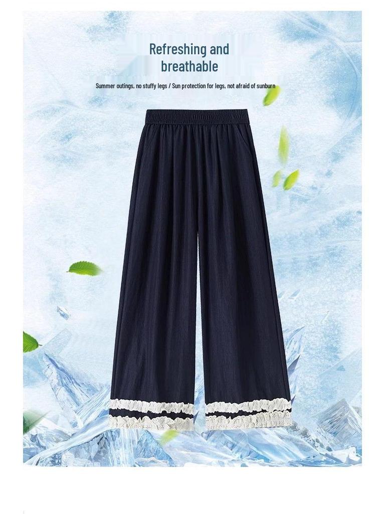 2026 New Women's Double-Layer Lace Patchwork Wide-Leg Pants - Slimming, Loose, Versatile Summer Style
