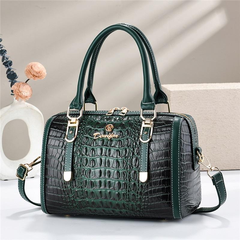 Premium Croc Print Boston Handbag For Ladies, Stylish Multiway Shoulder & Crossbody Daily Bag