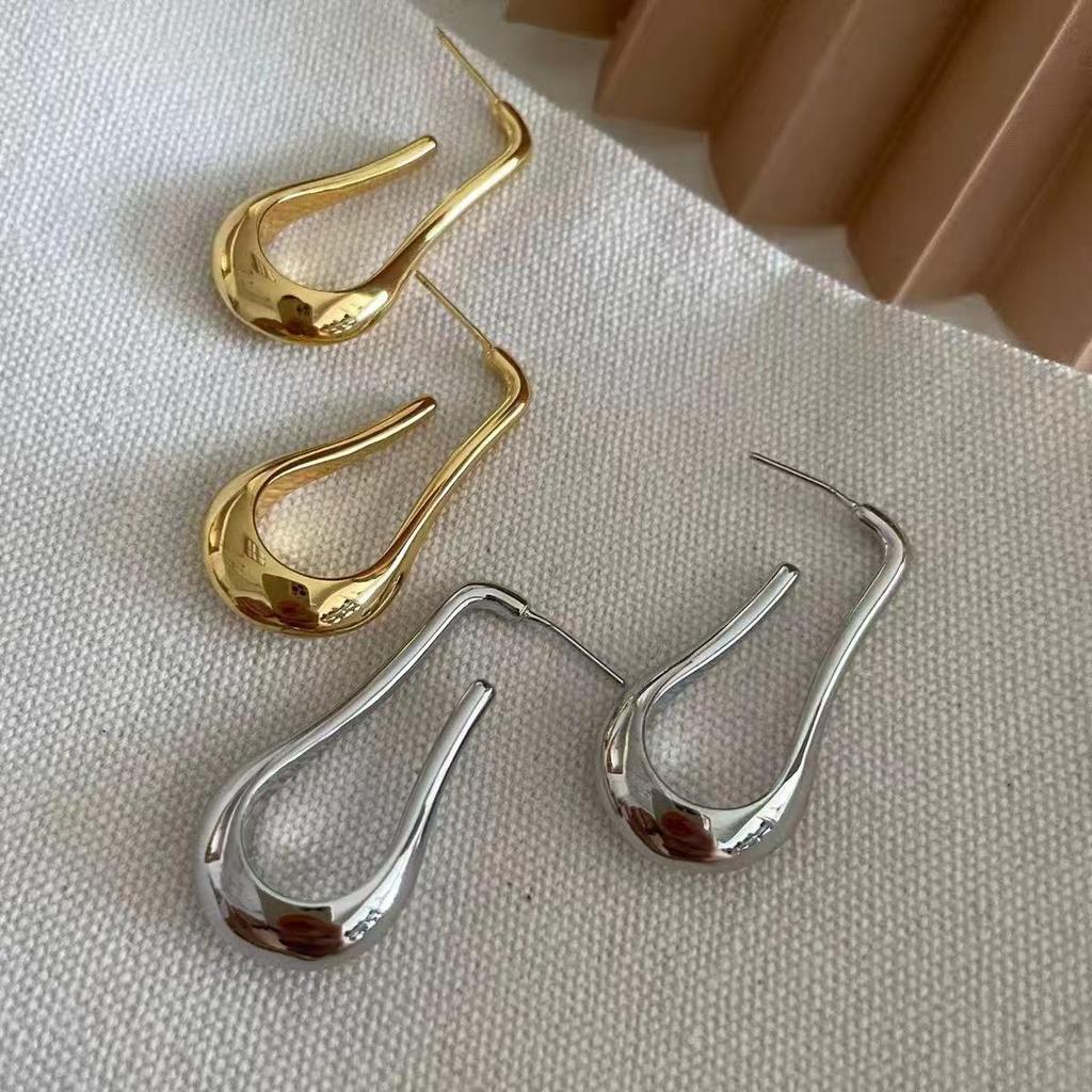 Minimalist U-Shaped Water Drop Earrings - French Design, Elegant Luxury Style for Women
