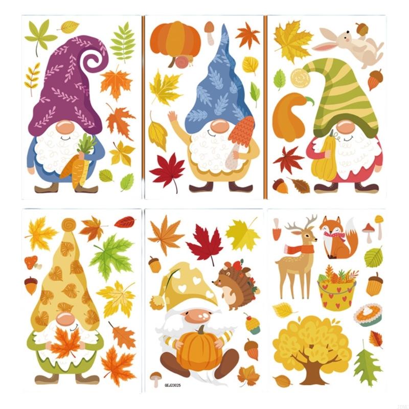 Adhesive Leaf Window 6PCS Removable Fall Season Home J0MC