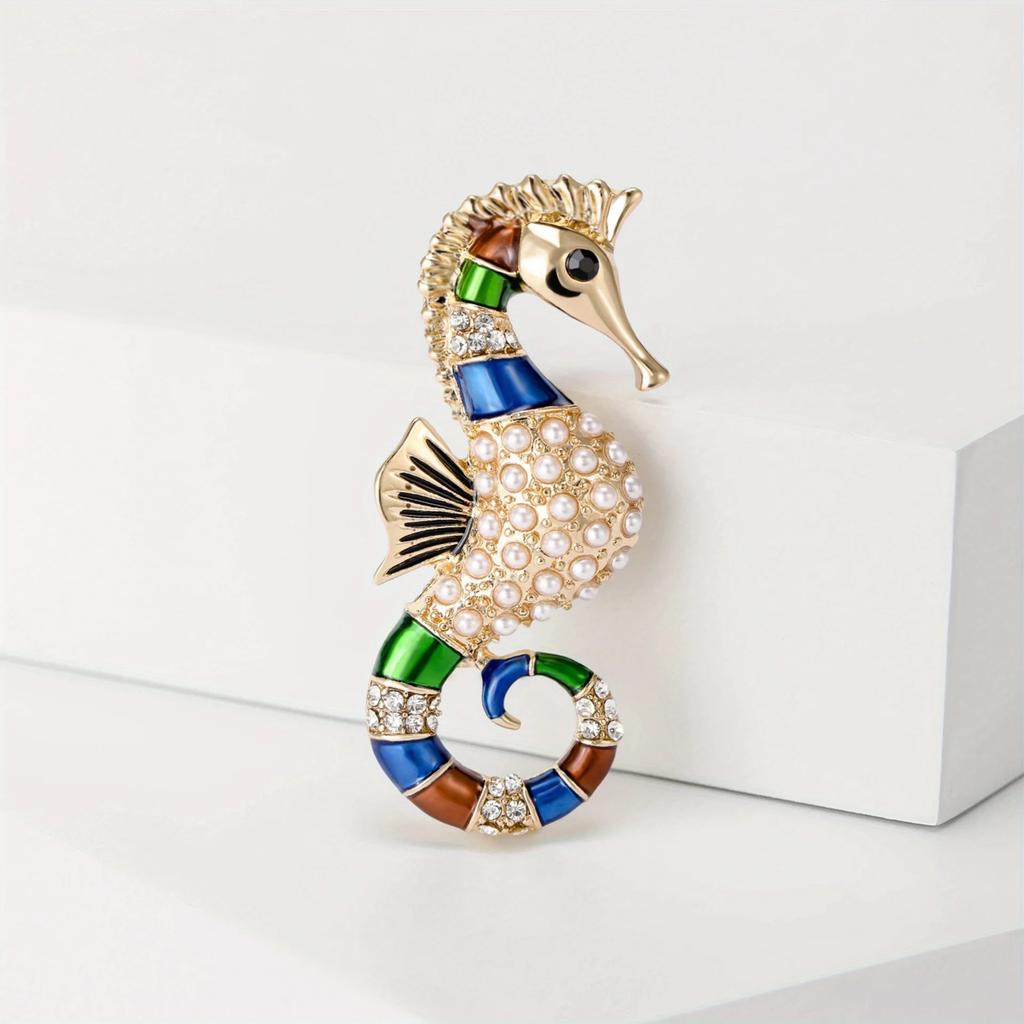 Creative Exquisite Crystal Sea Horse Brooch Badges For Women Men Fashion Classic Design Animal Pin Corsages