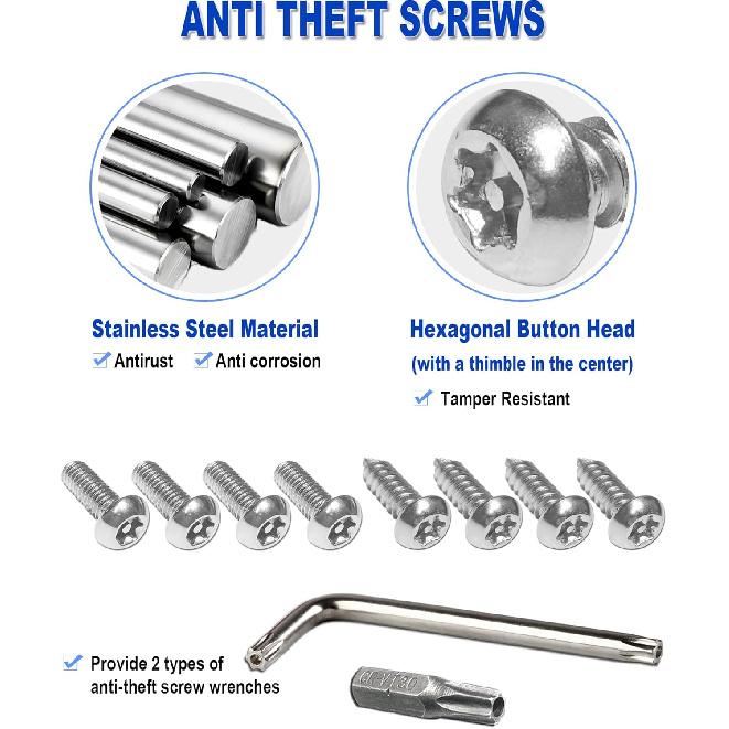 Carbon Fiber License Plate Frame- Stainless Steel Car Tag Holder Wrapped with Real Carbon Fiber, 4 Hole Slim Design, Anti-Theft Screws Caps,