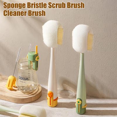 5 In 1 Bottle Cleaning Brush Set Multifunctional Sponge Bristles Reach Tight Spaces Compact Storage Cup Lid Cleaner Kitchen Tool