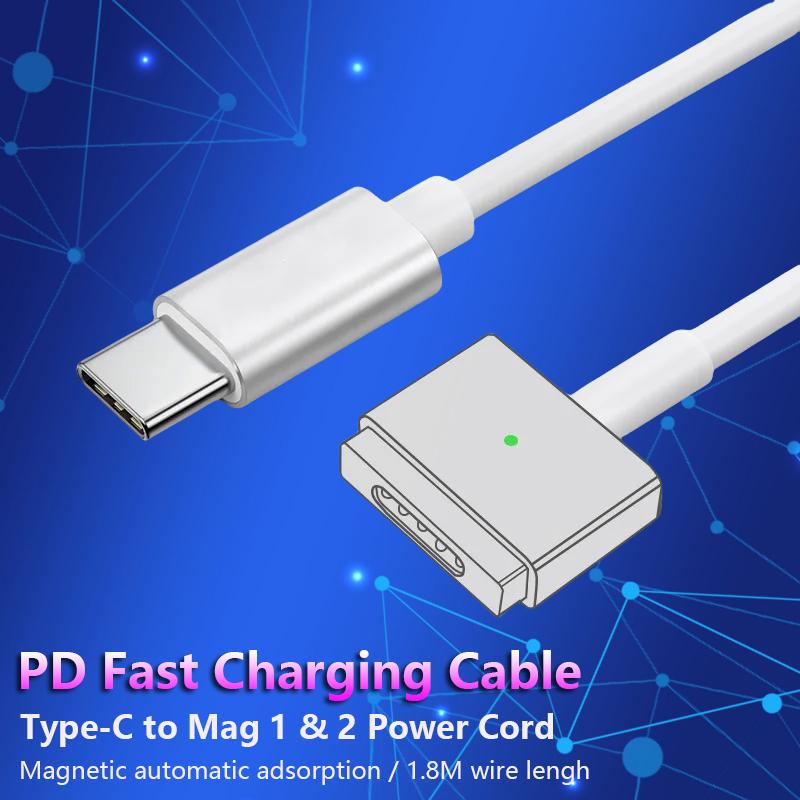 Type-C (USB-C) To Magsafe1 & 2 Fast Charging Cable Magnetic L / T Head For MacBook Air / Pro