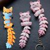 2Pcs 3D Articulated Fox Cat Keychain Movable Fidget Toy Animal Pendant for Bag Decoration Creative Gift for Friends