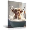 UPWOIGH Bathroom Wall Art, 12x16in Highland Cow Wall Decor,Waterproof Wood Framed Canvas Wall Art, Cute Funny Animal Bat