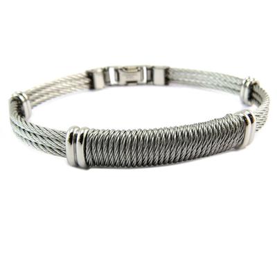 [P6879] - Silver 'Peaceful' Steel Bracelet