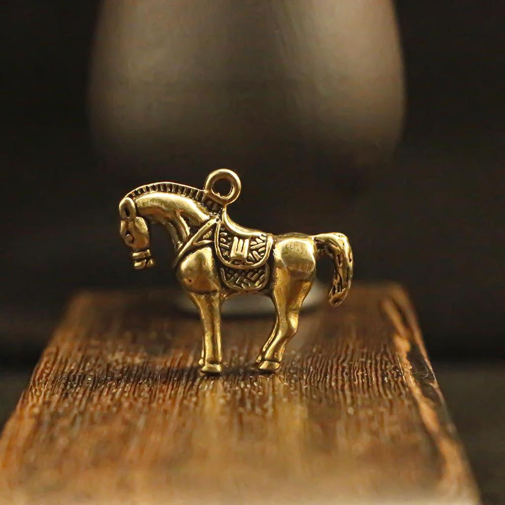 Brass 3D Zodiac Horse Keychain Pendant