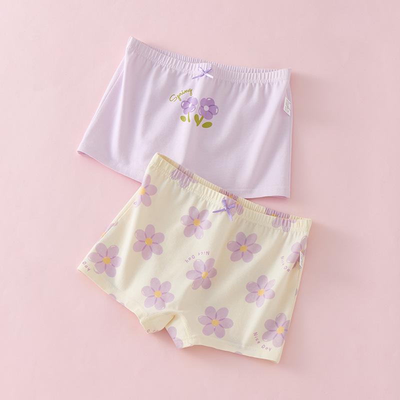 Girls' Pure Cotton Antibacterial Boxer Briefs for Kids - No Wedgie Design