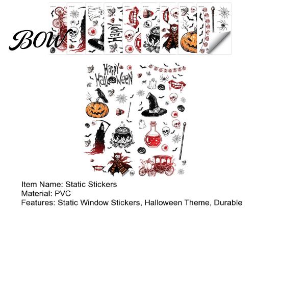Spooky Party Decorations for Home 9PCS Halloween Static Window Stickers, Gothic Silhouette Decals, Reusable Retro Horror Stickers Waterproof PVC Glass