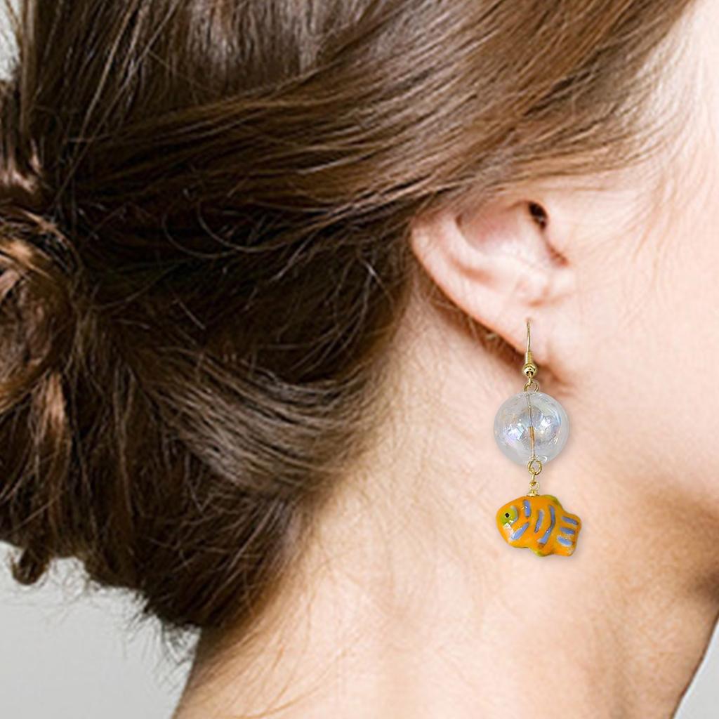 Fashion Dangle Earrings Hoop Earrings Cartoon Lovely Bubble Fish Pendant Earrings Statement Jewelry for Women Girls
