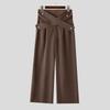 INCERUN Men's Avant Garde High Waist Front Cross Wide Leg Pants Long Trousers