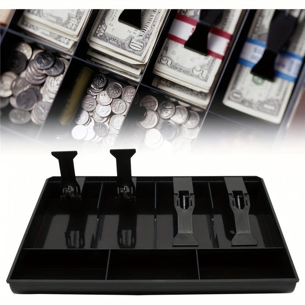 Cash Drawer Insert Tray with 5 Bill Compartments and 4 Coin Compartments Money Organizer for POS Cash Register Compatible with Standard Cash Drawers