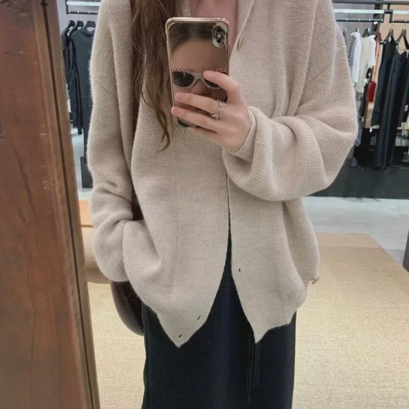 Autumn Old Money Loose Knit Cardigan Sweater