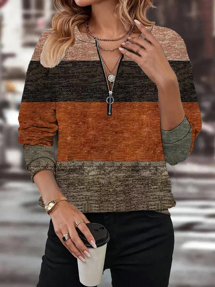 

Женская мода повседневная весна осень геометрический принт длинный рукав О-образный вырез блузки и рубашки 5XL