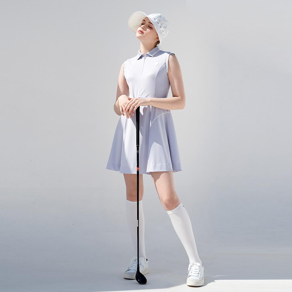 LIKK Zip-Up Stitch Sleeveless Dress (Sky Blue)_L3A1-Op03C