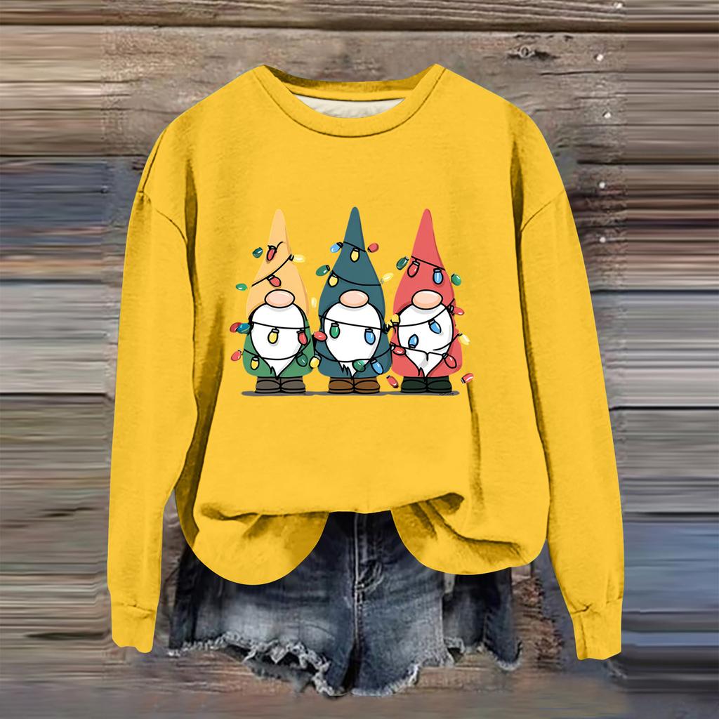 Women's Fashion Casual Long Sleeve Loose Christmas Printed Sweatshirt