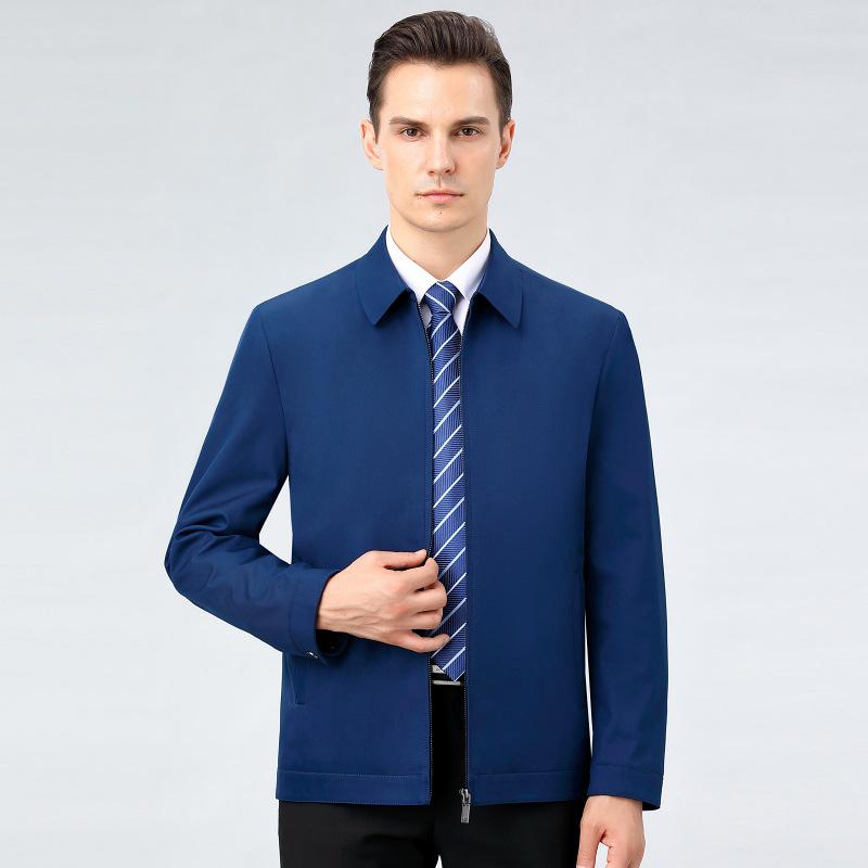 Men's Autumn/Winter 2024 Lapel Mulberry Silk Business Casual Jacket for Middle-Aged and Elderly.