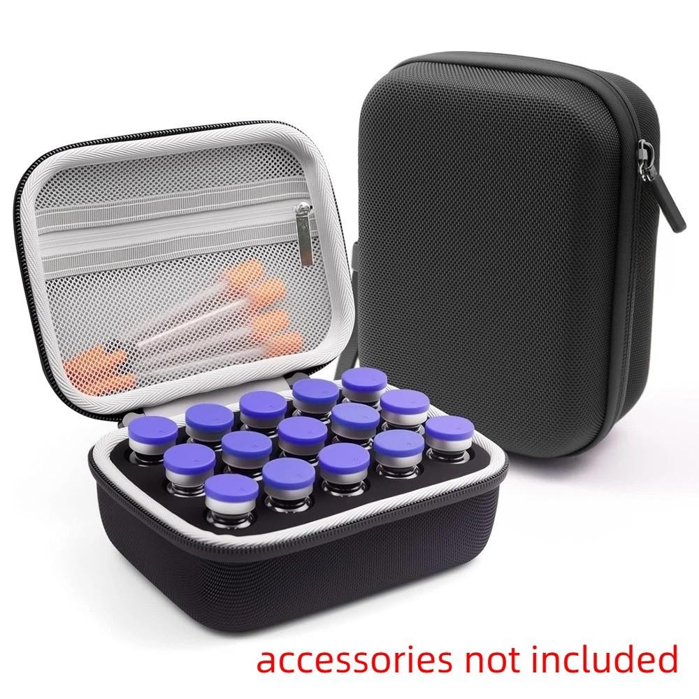 

15 Slot Insulin Storage Box Waterproof Large Capacity Insulin Vials Case 10ML Vials Wear-resistant Essentials Oil Case Travel чёрный