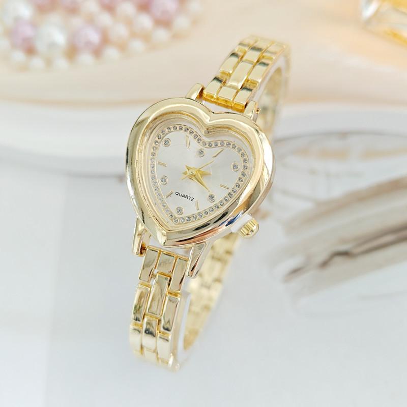Dames Hartvormige Strass Horlogeband Armband Polshorloge