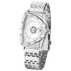 Triangular Stainless Bar Silver Silver White New Year Wristwatch, Men's, Waterproof, Rainproof, Dial, Steel, Index, Adjustable, Case, Strap, Dial,