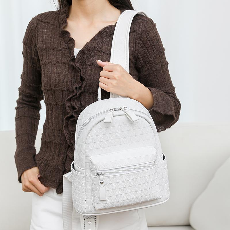 PU-Rucksäcke für Damen  schlicht  großes Fassungsvermögen  Freizeit-Reisetaschen  einfarbiger Rucksack