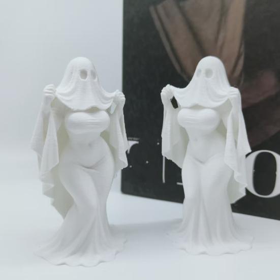 Yangyizhi 3D Printed Halloween Ghost Bride Statue Ornament, Female Figure Sculpture with Stable Base, Decorative Minimalist Spooky Figurine for Modern
