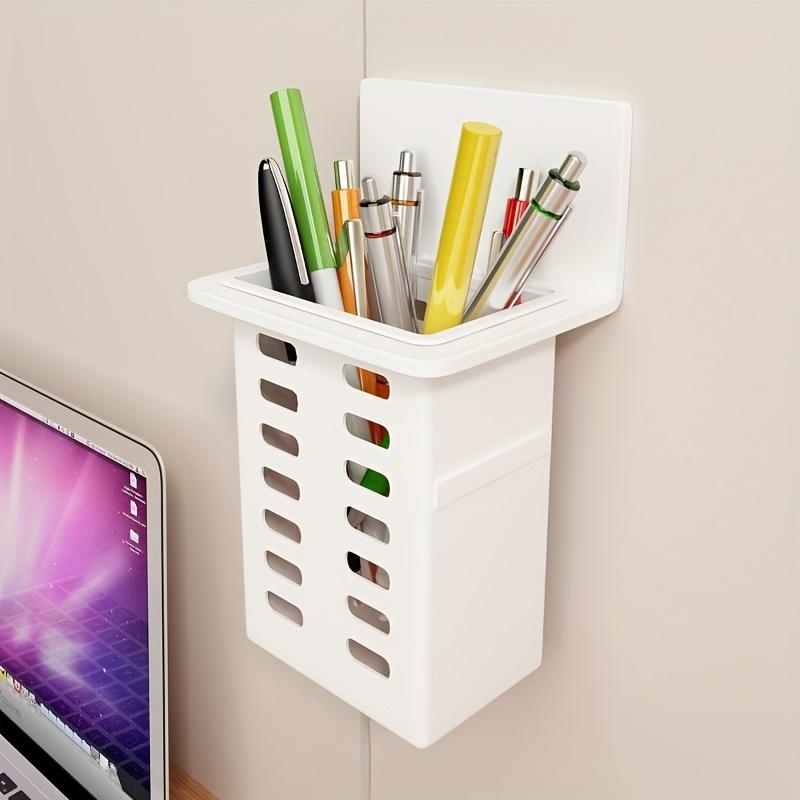 Multi-Purpose Wall-Mounted Storage Rack for Toothbrushes Makeup Tools Black White Modern Design No Drill Installation Adhesive Hooks Adjustable
