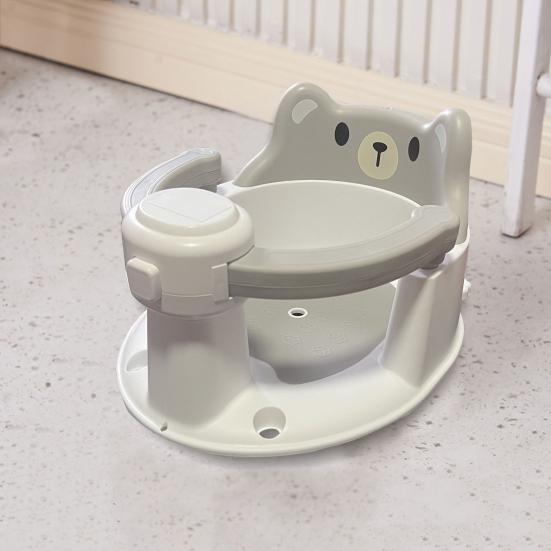 Badestuhl Cartoon-Tierdesign Baby-Sicherheitssitz mit Umrandung Anti-Rutsch-Boden Stützende Sitzhaltung Erhöhte Rückenlehne Badeutensil