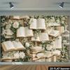 2D Plane, Book Cover with Floral Background, Flowers Suspended Over the Books, Suitable for Home Decoration, Polyester Fiber
