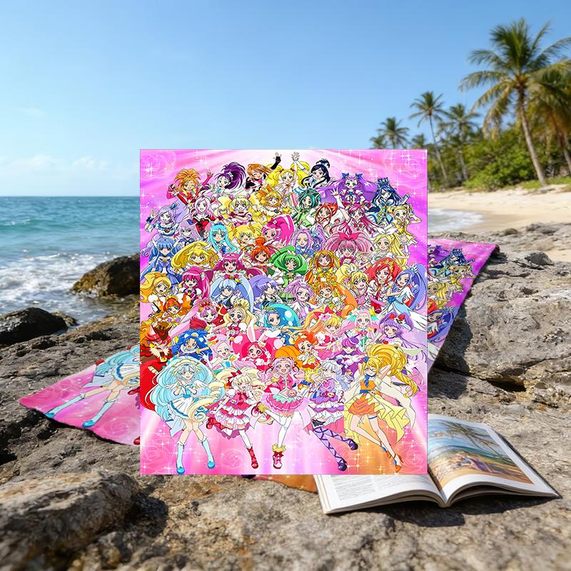 1pc Pretty Cure1 Beach Towel, Beach and Seaside Swimming Pool Equipment, Fashion Pattern, Rectangular, Travel Essentials