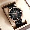 Casual Mens Watch with Calendar Steel Strap Luminous Display Chronograph Wristwatches
