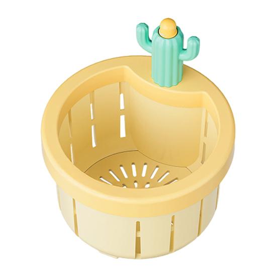 Cactus Sink Strainer Basket Kitchen Drain Filter with Wide Divider & Rotating Design Anti-Clog Anti-Odor Press Automatic Dumping Basket for Home