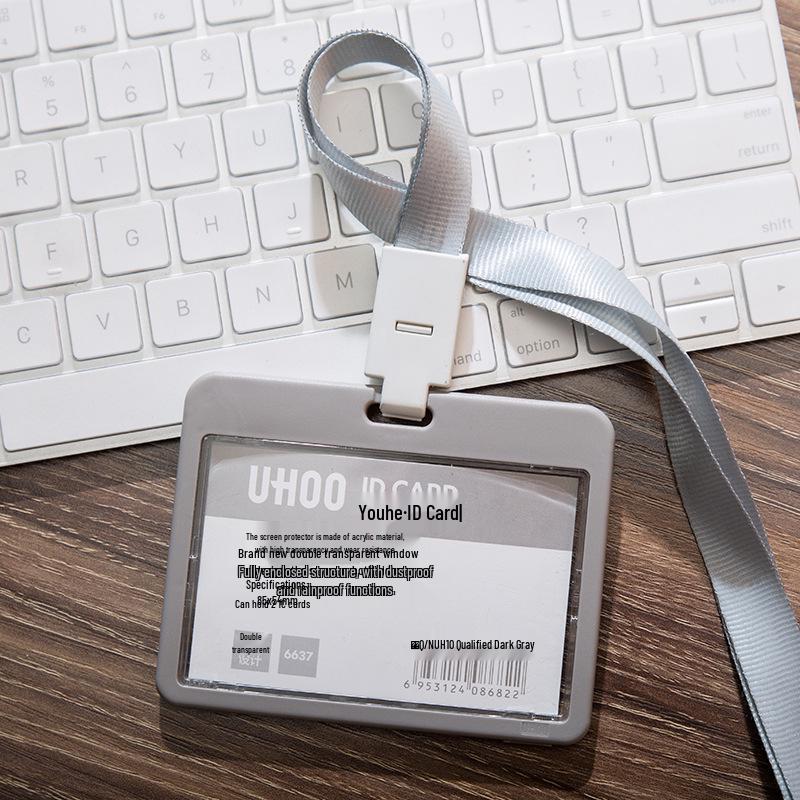 Youhe 6638 Transparent Double-Sided Acrylic Lanyard Card Holder