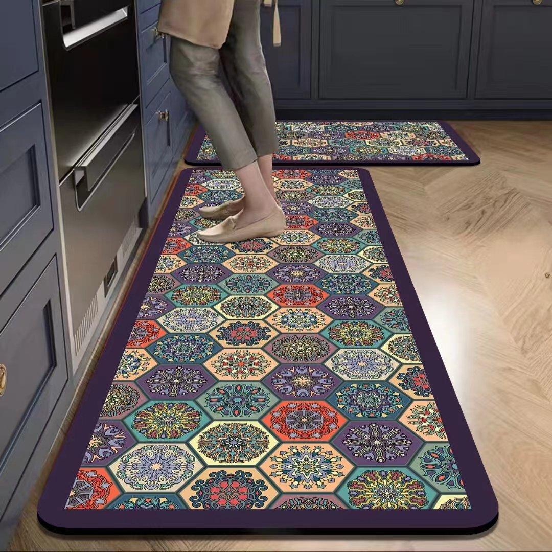 

Элегантный шестиугольный узор кухонный коврик - Нескользящий, ультра-абсорбирующий, быстросохнущий коврик для пола для ванной комнаты, Коврик для пола в ванной 60*90cm