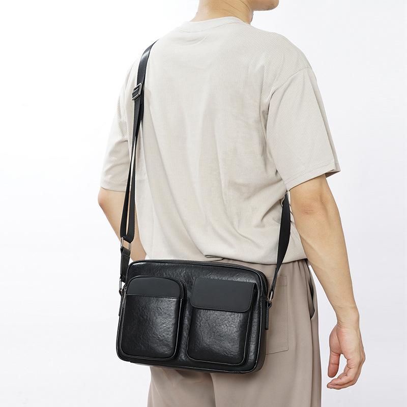 Pánská Trend Crossbody kabelka z pravé kůže Ležérní pošťák Drdol Horní vrstva hovězí kůže Móda Velkokapacitní taška přes rameno