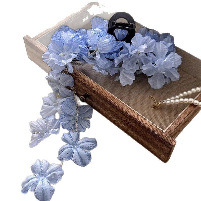 Super feenhaft schöne Ausstrahlung rosa blau Schmetterling Blume Perlen Fransen Haarnadel weiblich sanfte Atmosphäre Greifklemme Haar Accessoires