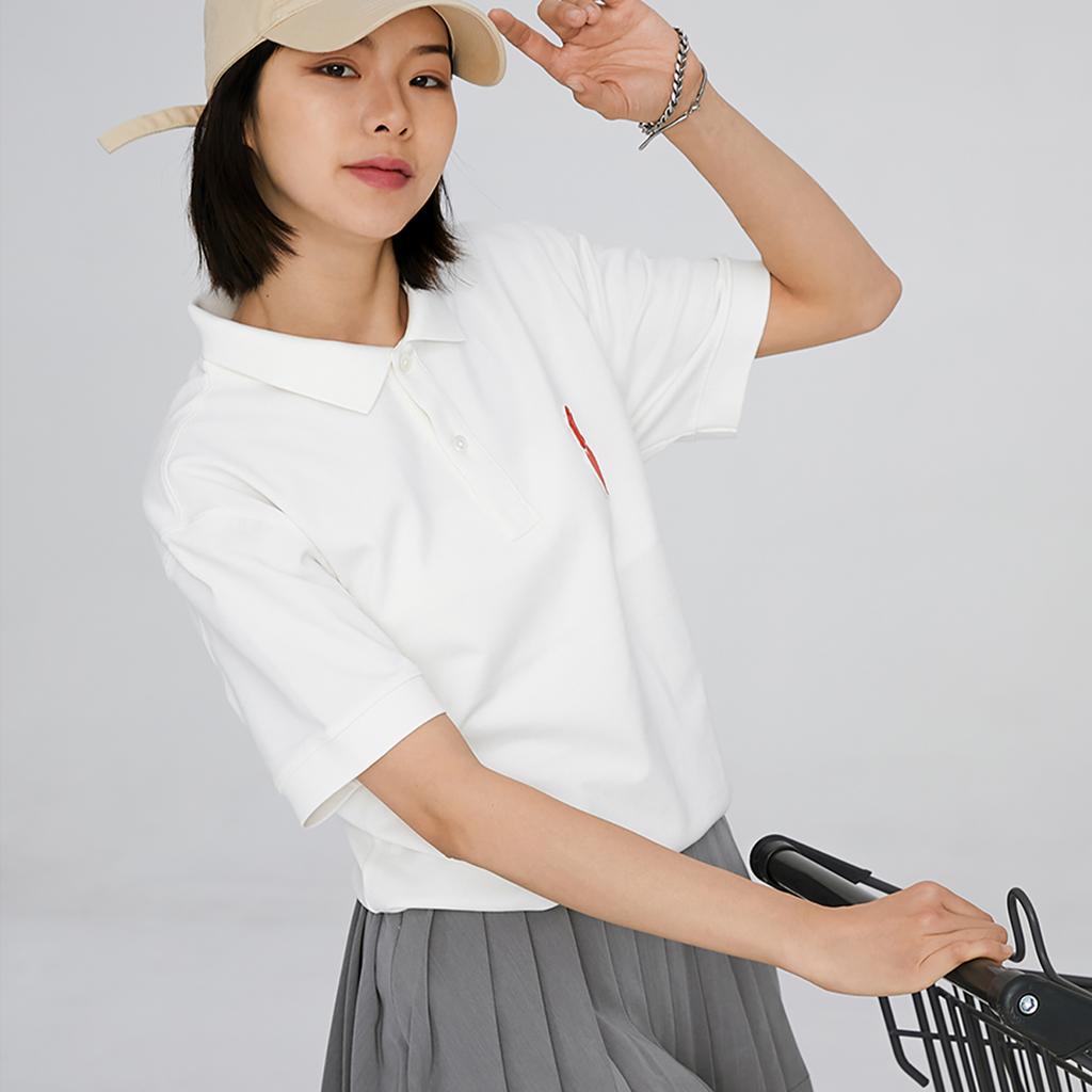 New MLB Polo Shirt Unisex Cream White 3APQH0133-50IVS