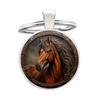 Round Glass Alloy Keychain Pendant