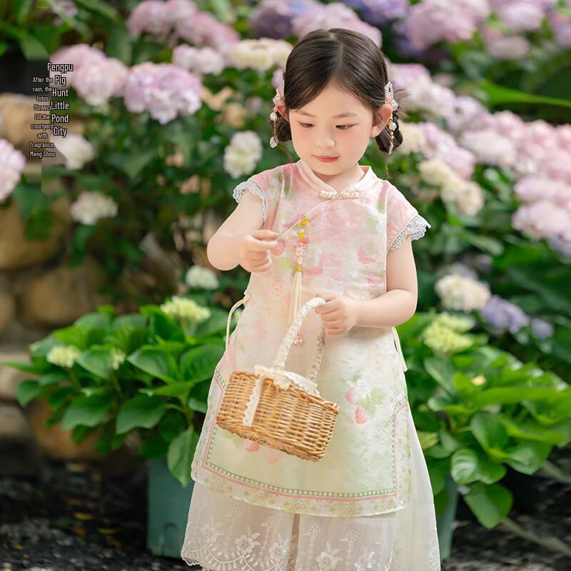 Meng Hu 'Little Ice Berry' Girls' Short Sleeve New Chinese Style Hanfu Dress
