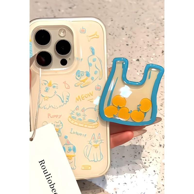 Big Hole Line Kitten Puppy Shaking Mobile Phone Case Bag Holder Double Layer Imd Japanese and Korean Ins Style Creativity