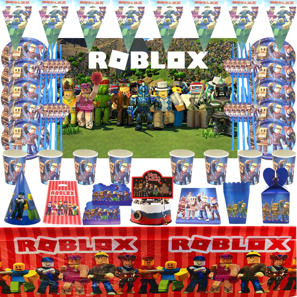 Hot Robot Roblox Dětská Narozeninová Párty Potřeby Sada Jednorázové Nádobí Roblox Papírové Talíře Kelímky Balónky Baby Shower Party Dekorace