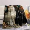 Leaf Cats  Print Flannel Blanket, High Quality Comfortable for All Seasons, Home Decor, Warmth and Comfort