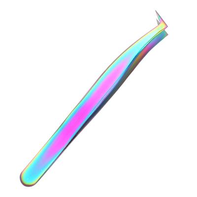 Wimpernverlängerungs-Pinzette Edelstahl Hochpräzise L-Winkelspitzen Bunte Volumen-Wimpernpinzette