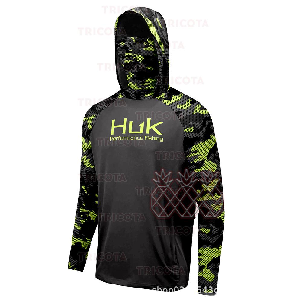 Fishing Suit Men's Spring, Summer and Autumn Long Sleeve Sunscreen Hooded T-Shirt Breathable Luya Fishing Suit UV Protection