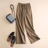 Women's High-Waisted Cotton-Linen Wide-Leg Pants - 2024 Summer Slimming, Versatile, Loose, Straight-Leg Design