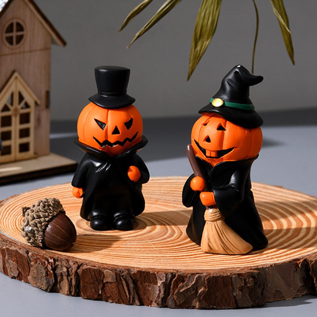 Eye Catching Halloween Pumpkin Resin Artwork Pumpkins Shaped Sculpture Desktop Decoration Decorative Home Ornament
