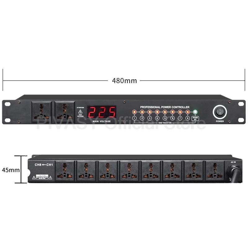Professional 8 Channel High Power Equipment Power Supply Controller 10-way Power Sequencer With RS232 Serial Port for Stage